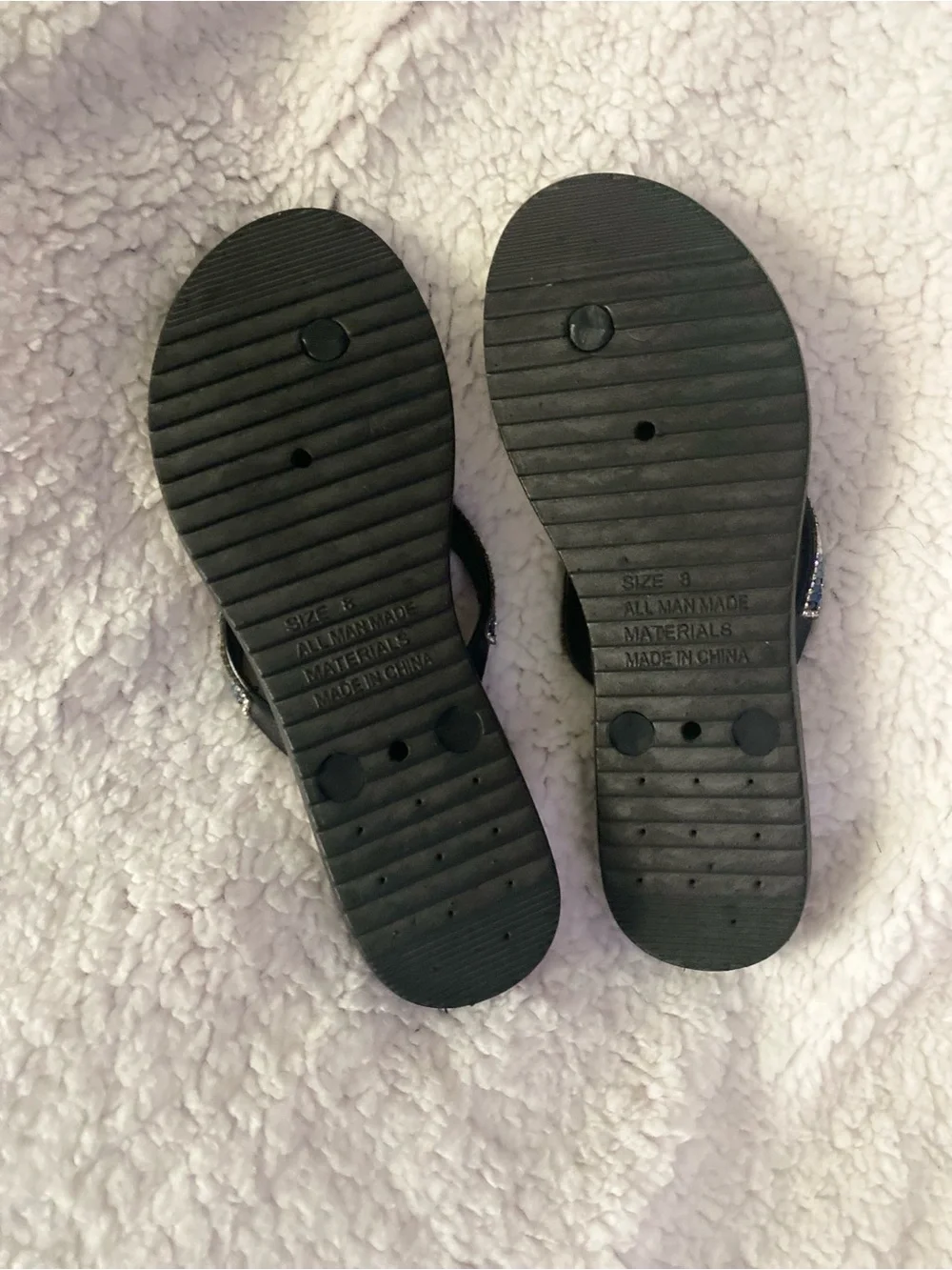 Ashley Blue Beaded Navy and Tan Flip Flop Sandals